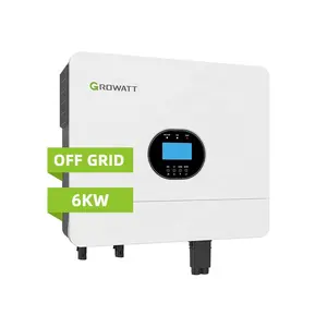 Growatt SPF 6000ES بالإضافة إلى محول شمسي خارج الشبكة تيار مستمر تيار متردد 6 كيلو وات بطارية ليثيوم 48 فولت قابلة للتوصيل لنظام الطاقة الشمسية