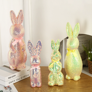 DAMAI Easter Decor Rabbit Ornament Festival Atmosphere Ornament Foam <b>Material</b> Rabbit Statue with <b>Sequins</b> for Holiday Decor - Product Image 1