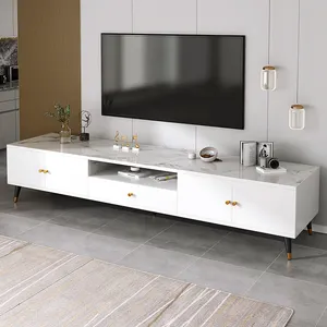 Meuble tv moderne en bois et marbre, meuble de salon en bois