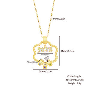 Collar de piedra de nacimiento de cadena de eslabones de moda personalizado para mujer, collar de promesa grabado con nombre para ella - Product Image 6