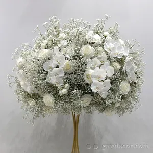 GNW für Hochzeit Seide Orchidee Gypsophila Bouquet Valentine Rose Mittelstücke Ehe Babys Atem Girlande Blume Gang Läufer