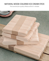 Bâtonnets de crème glacée en bois de bouleau écologiques jetables en gros, certifiés CE, emballage personnalisé, 50 bâtonnets, logo personnalisé