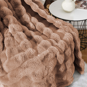 Hot Bán Sang Trọng Đàn Hồi Spandex Ruched Hazel Beige Tie Dye Chính Hãng Mink Sofa Couch Chăn Faux Fur Ném Chăn Cho Mùa Đông - Product Image 4