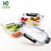 Contenants de stockage alimentaire en verre borosilicate avec couvercles hermétiques sans BPA, ensemble de contenants en plastique à fermeture facile pour la cuisine, boîte à lunch