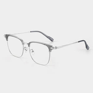 Gafas retro cuadradas de medio marco para hombre 8097, protección contra luz azul, lentes Ac, estilo coreano, origen Danyang - Product Image 1