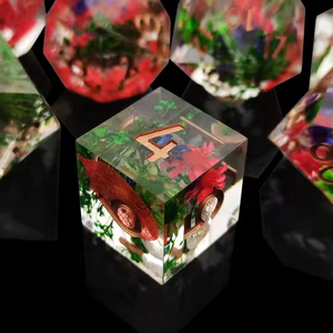 Fantasía flores juego <span class=keywords><strong>de</strong></span> <span class=keywords><strong>rol</strong></span> 16mm resina transparente borde afilado venta al por mayor dados Dnd 7 piezas Juego <span class=keywords><strong>de</strong></span> dados para juego fiesta favores - Product Image 6