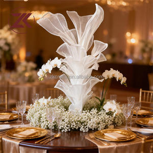 Fleur artificielle géante ZKAI, orchidée de haute qualité, centre de table fait main, grande fleur en organza blanc pour la décoration de fête - Product Image 1