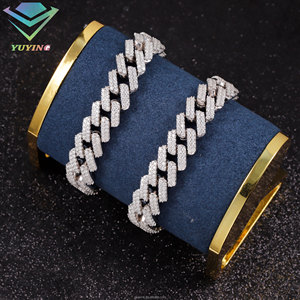 Hot Selling 925 sterling Silver Cuban Link Chain <b>Bracelet</b> 8mm to 20mm VVS D color Moissanite Diamond Hip Hop Style for Men - Product Image 1