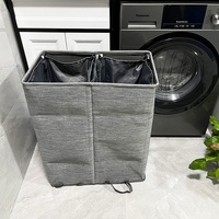 Grande Armoire Pliable pour Salle de Bain avec 2 Séparateurs et Double Panier de Rangement en Polyester pour Vêtements
