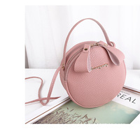 Yeni Tasarım Moda Günlük Tote Çanta Kadın Mini Yuvarlak Fermuarlı Şeker Desenli PU Deri Çapraz Askılı El Çantası