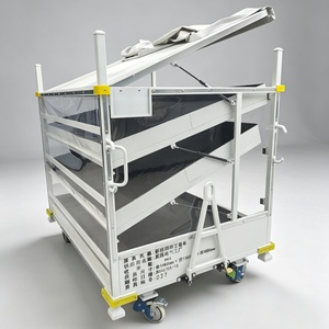 <span class=keywords><strong>Chariot</strong></span> de rangement multi-niveaux réglable à 3 niveaux pour entrepôt, avec barres de rangement et roues métalliques - Product Image 5