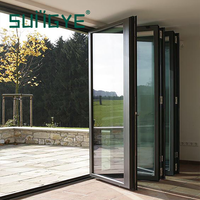 Porte pliante extérieure moderne SUNGYE, porte patio pliante en aluminium, double vitrage trempé, porte accordéon insonorisée pour villa