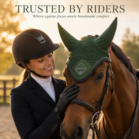 Voile anti-mouches pour chevaux en gros, bonnet d'oreille tricoté à la main, conception insonorisée pour un confort durable, protection équine