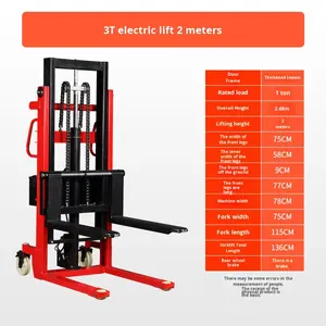 Apilador Eléctrico Hidráulico/Manual de Doble Uso, 1t/2t/3T, para Manejo de Almacén, Elevación de 1.6m/2m/2.5m, Transpaleta Eléctrica para Automóviles - Product Image 6