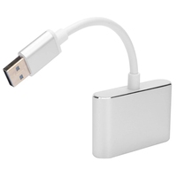 Adaptateur 2 en 1 USB3.0 vers HDMI VGA à double sortie synchrone 4K HDMI 1080P VGA 5 Gbps avec audio intégré, boîtier en aluminium pour ordinateur portable PC