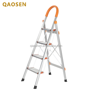 Escada de dobramento de alumínio alaranjado 2 etapas do projeto moderno industrial do agregado familiar Stair Home Warehouse uso carga máxima 150Kgs - Product Image 1