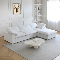Sofá Modular Seccional ATUNUS Estilo Nórdico Minimalista Color Beige de 3 Plazas para Sala de Estar Cómodo Sofá Blanco con Chaiselongue