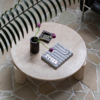 Table basse minimaliste en marbre travertin Cammy Stone pour salon, villa, hôtel, maisons de luxe, résidences, style moderne
