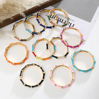 Modearmband van bamboe met knoopdesign, verguld, bamboe armbanden van gekleurd geglazuurd metaal, Valentijnsdag cadeau