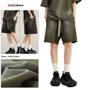 Unisex French Terry Cotton <strong>Shorts</strong> Vintage Print Logo <strong>Shorts</strong> Loose Sports Men Fashion Acid Wash <strong>Shorts</strong> - Product Image 3