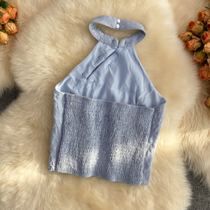 2024 été vêtements d'extérieur Sexy licou cou <span class=keywords><strong>disque</strong></span> bouton Cheongsam gilet femmes bustier tubulaire dos ouvert haut sans manches - Product Image 5