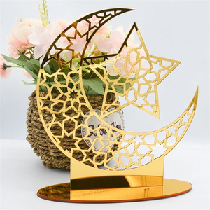 Decoración de mesa Eid Mubarak, adorno acrílico, suministros para fiestas musulmanas islámicas, estrella de Luna Dorada, adornos <span class=keywords><strong>Corban</strong></span> de mesa - Product Image 3