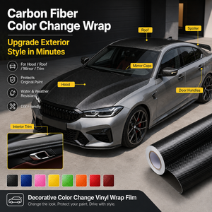 Vinilo Adhesivo Negro <span class=keywords><strong>5D</strong></span> de Fibra de Carbono para Envolver Autos, Libre de Burbujas - Product Image 4