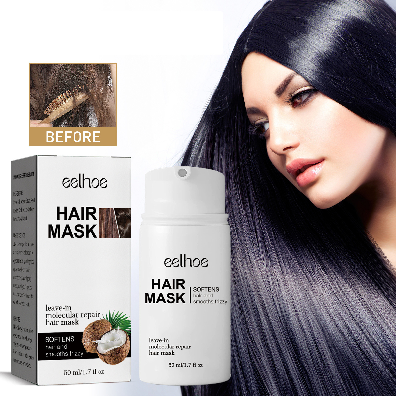 Haute qualité EELHOE naturel bio cheveux masque traitement réparation collagène nourrissant réparation endommagé cheveux masque