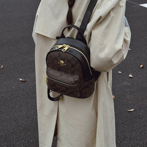 กระเป๋าเป้สะพายหลังสไตล์วิทยาลัยสำหรับเดินทางแฟชั่นระดับไฮเอนด์บุโพลีเอสเตอร์แบบพกพาซิป PU สไตล์ลำลองย้อนยุคหรูหราสำหรับผู้หญิง.661 - Product Image 6