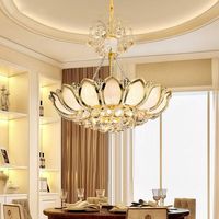 Lustre de luxe doré LED plafonnier moyen décoratif cristal fleur lumières pour chambre salle à manger éclairage décoratif