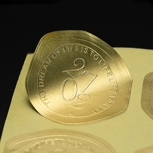 Adesivi personalizzati piccoli adesivi impermeabili in argento dorato con etichetta in rame personalizzados per buste in vinile per uso alimentare - Product Image 1