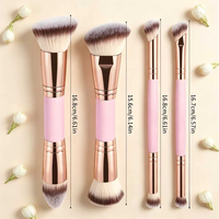 Ensemble de pinceaux de maquillage 4/5 pièces à double embout pour anticernes et fond de teint, avec poils synthétiques, pinceaux cosmétiques en gros personnalisables