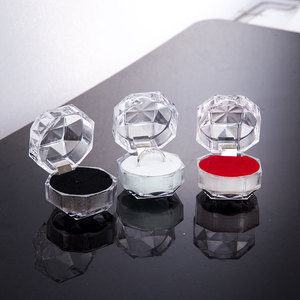 Jewelry Package Boxes Ring Holder Earring Display Box Acrylic Transparent Wedding Packaging Storage Box Cases
