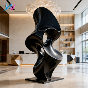 Scultura Artistica in Acciaio Inossidabile Nichelato <span class=keywords><strong>Nero</strong></span> Irregolare, Lavorazione Personalizzata, Design Astratto Moderno 3D Lucidato per Esposizione Interna - Product Image 5