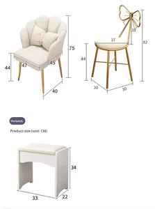 Coiffeuse et meuble de maquillage moderne pour chambre à coucher avec miroir éclairé et design à panneaux pour petit appartement, Nouveau modèle 2025 - Product Image 2