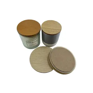 Custom Round Wooden Caps Covers Bamboo Lid For Cup Bottle Candle Jar Glass Container Lid