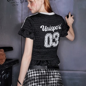 Custom <b>Y2K</b> Retro American Sport Number Graphic Print Sexy Oversized Soccer Tee Crop Jersey Retro Letter Print Football T <b>Shirts</b> - Product Image 2