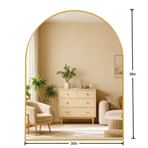 กระจกติดผนังทรงโค้งกรอบโลหะสีทอง ขนาด 30x36 นิ้ว สำหรับตกแต่งห้องน้ำ - Product Image 5