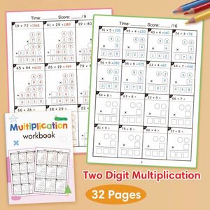 Hoja de Trabajo de Matemáticas para 3.º y 4.º Grado: Práctica de Suma, Resta, Multiplicación de Doble Dígito, División y Fracciones - Product Image 3
