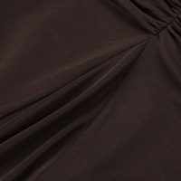 Robe longue de soirée ajourée à manches courtes pour femme, col roulé, froncée, taille haute, style décontracté