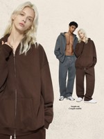 Sweat à capuche streetwear d'hiver personnalisé pour homme, OEM, 420G, 100% coton, doublure velours, couleur unie, délavé, coupe-vent, fermeture éclair double sens