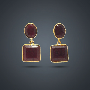 Pendientes de Gota con Rubí Tallado Facetado, Latón Chapado en Oro de 18K, Clásicos Hechos a Mano, Regalo Elegante para Mujeres, para Bodas y Fiestas - Product Image 3
