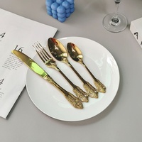Ensemble de couverts en acier inoxydable doré de luxe, élégants pour les réceptions de mariage, les hôtels, les restaurants, la table à manger