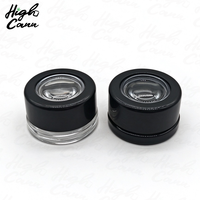 Pot en verre transparent, blanc ou noir personnalisé de 2 oz, 3 oz, 4 oz avec couvercle grossissant en plastique transparent/noir et autocollant personnalisé