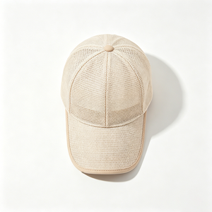 Gorra de Béisbol de 6 Paneles de Lona de Malla Beige, Gorra de Béisbol Transpirable Unisex, Protección UV Casual de Verano, Deportes al Aire Libre - Product Image 5