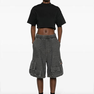 T-shirt ample à manches courtes et col rond en coton 100% lourd, tricoté, délavé, avec motif de lettres, respirant - Product Image 1