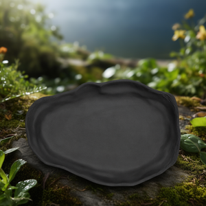 Assiettes plates abstraites en graphite Oyster 30x22cm - Product Image 3