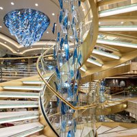 Lustres LED en verre grand format pour escaliers de centres commerciaux haut de gamme, lampes suspendues optiques personnalisables et réglables, garantie 3 ans