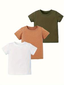 เสื้อยืดเด็กสีพื้น แขนสั้น สำหรับเด็กผู้ชายและเด็กผู้หญิง เสื้อยืดฤดูร้อนสำหรับเด็ก เสื้อยืดกีฬา สกรีนโลโก้ได้ เสื้อยืดเด็กผ้าฝ้าย - Product Image 1