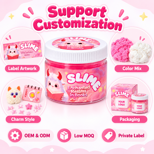 Kit de Slime de Doble Color Icee, Tarro Temático de Libro de 200ml, Slime Esponjoso Texturizado Rosa y Blanco, OEM, Marca Privada, Venta al por Mayor de Fábrica, Suministro a Granel - Product Image 4